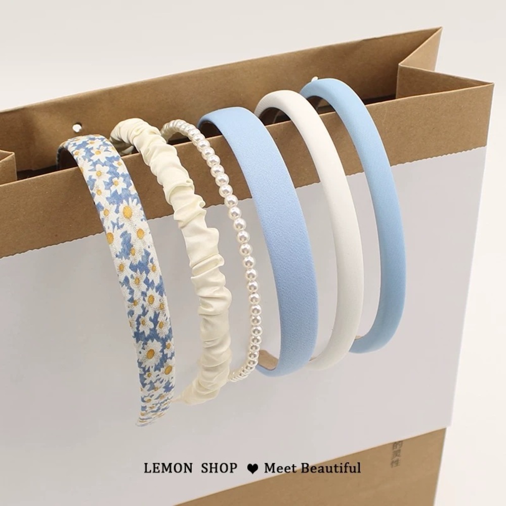 Blue and White Headband Set